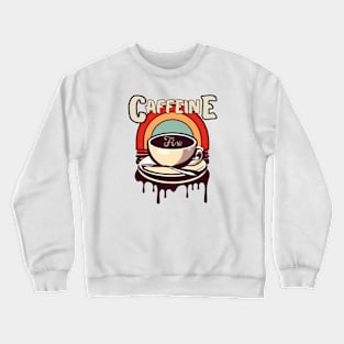 Caffeine Fix, Coffee Lover, Retro, Vintage, Cup of Coffee, Rainbow Crewneck Sweatshirt